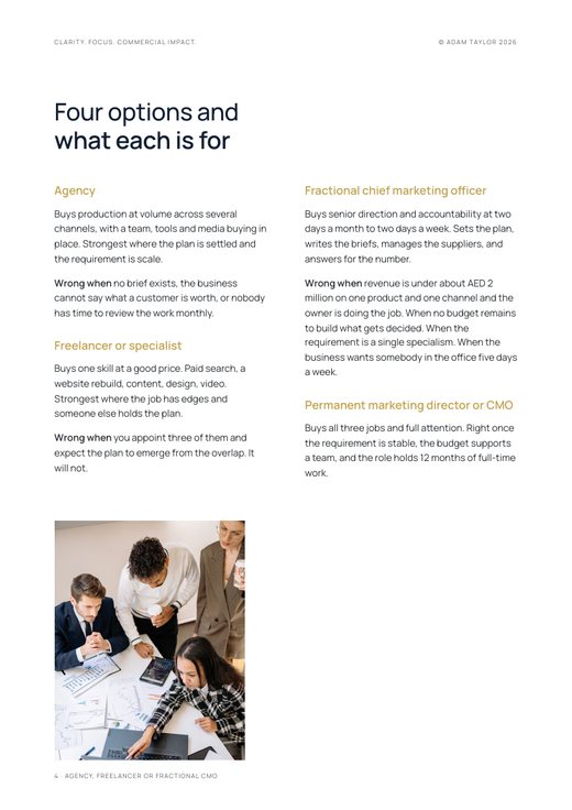 Agency, freelancer or fractional CMO, page 4