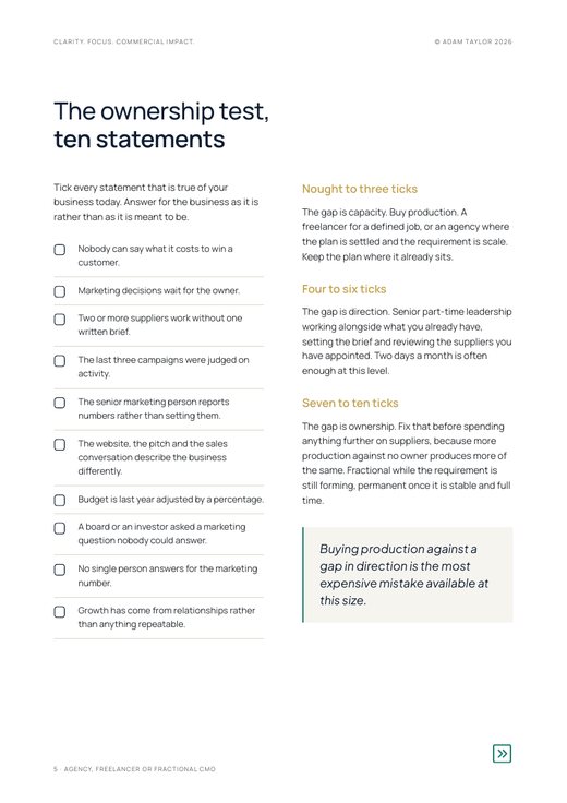 Agency, freelancer or fractional CMO, page 5
