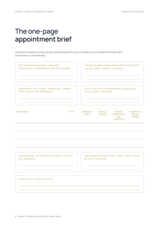 Agency, freelancer or fractional CMO, page 9