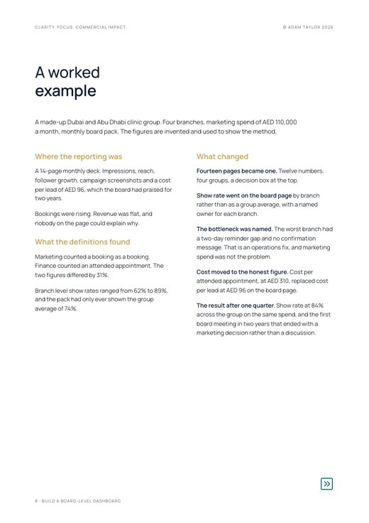 Build a board-level dashboard, page 8