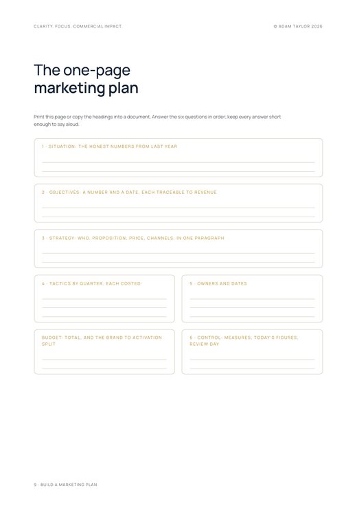 Build a marketing plan, page 9