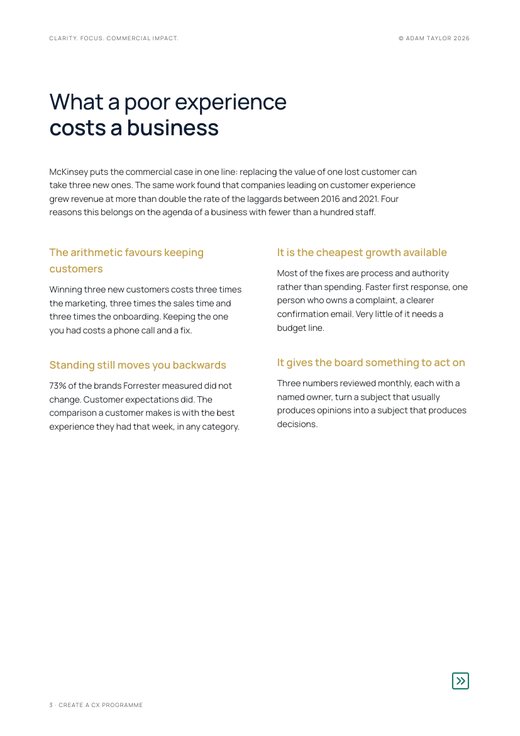 Create a customer experience programme, page 3