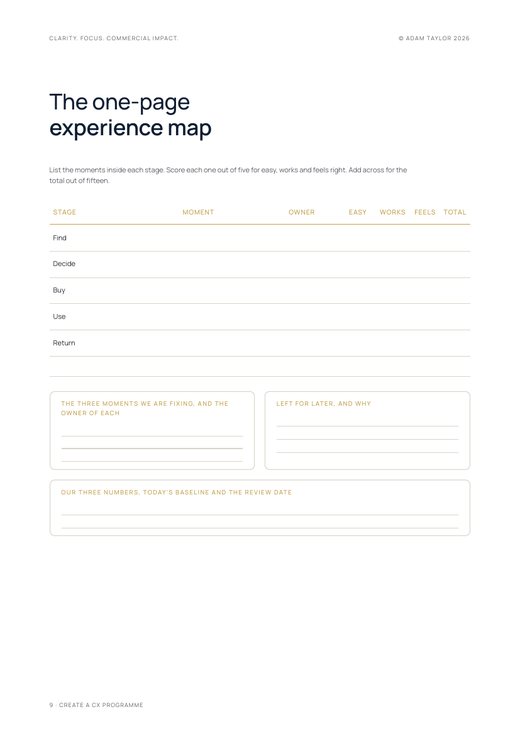 Create a customer experience programme, page 9