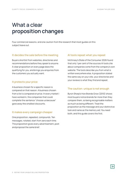 Define your unique selling proposition, page 3