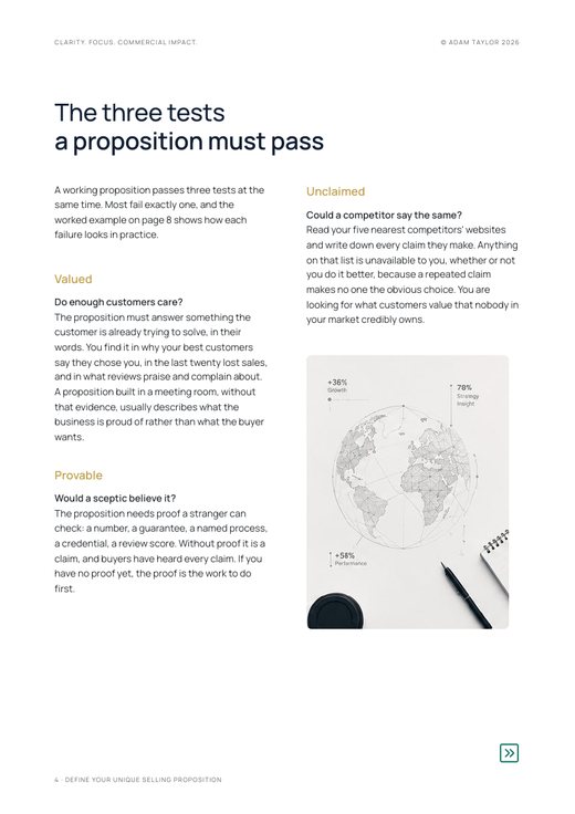 Define your unique selling proposition, page 4