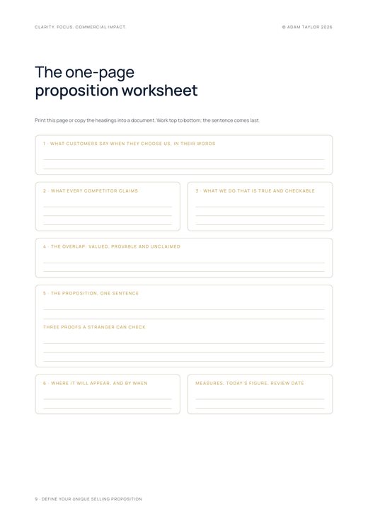 Define your unique selling proposition, page 9