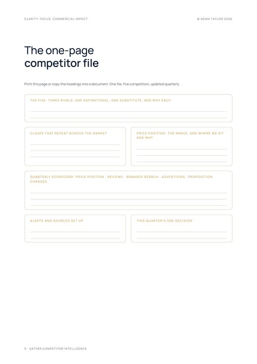 Gather competitor intelligence, page 9