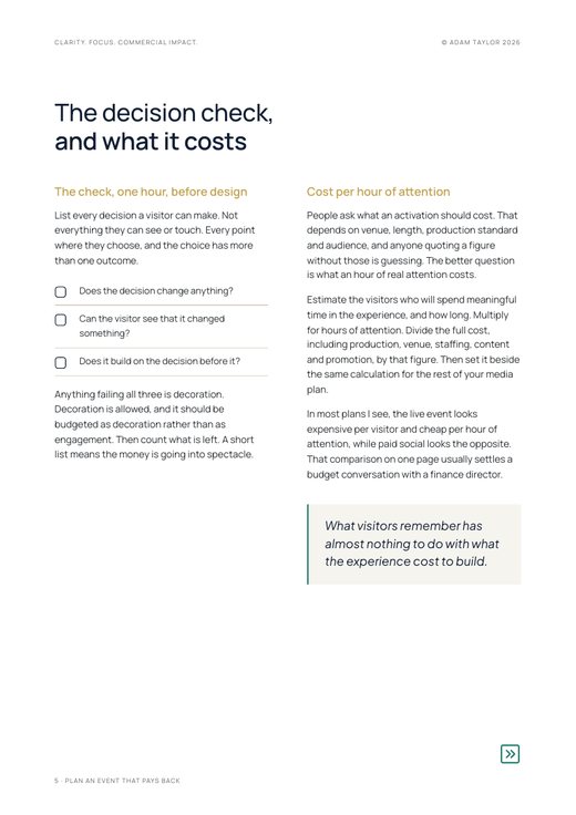 Plan an event or activation that pays back, page 5