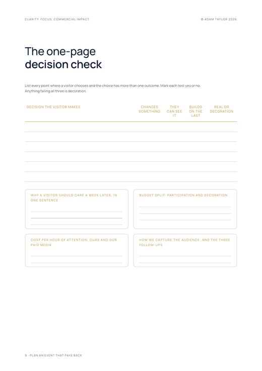 Plan an event or activation that pays back, page 9